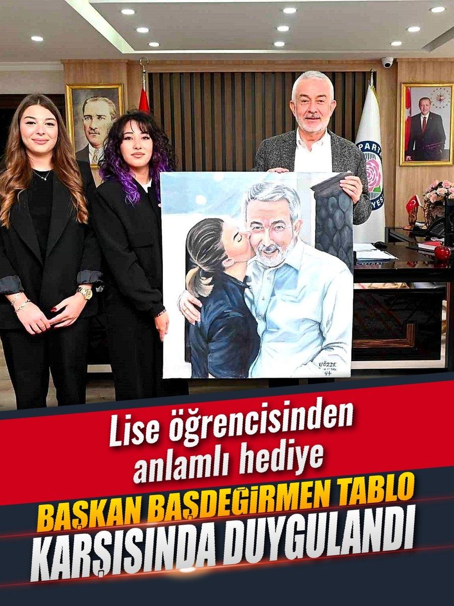 Lise öğrencisi Gözde’den Başkan Başdeğirmen’i duygulandıran tablo