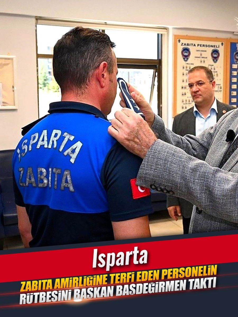Zabıta amirliğine terfi eden personelin rütbesini Başkan Başdeğirmen taktı